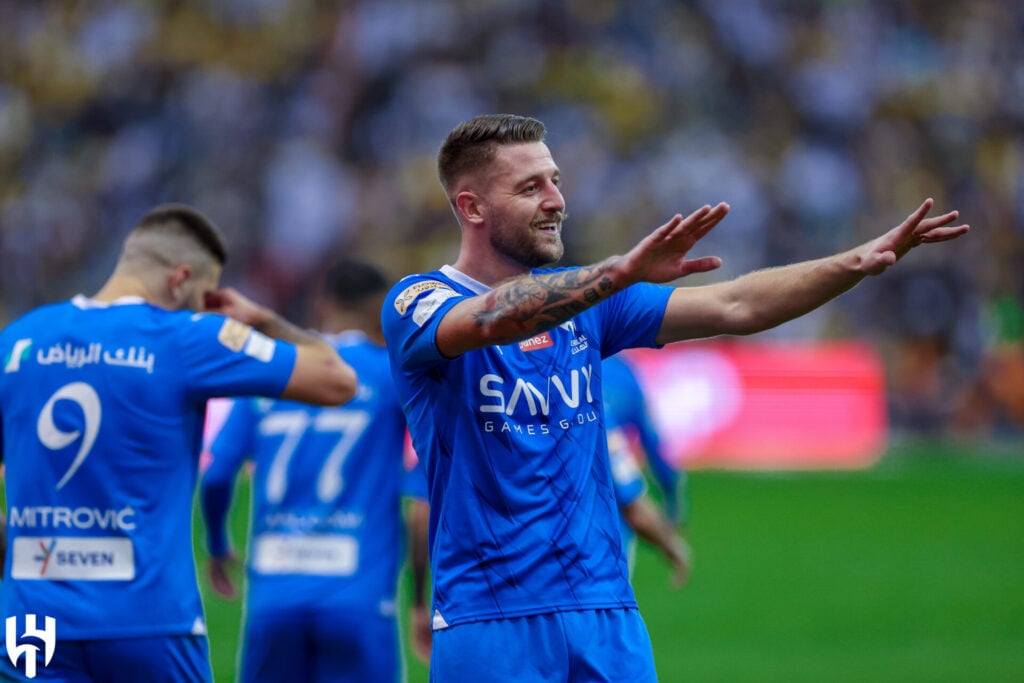 Milinkovic-Savic comemora gol no clássico - Al-Hilal/Divulgação