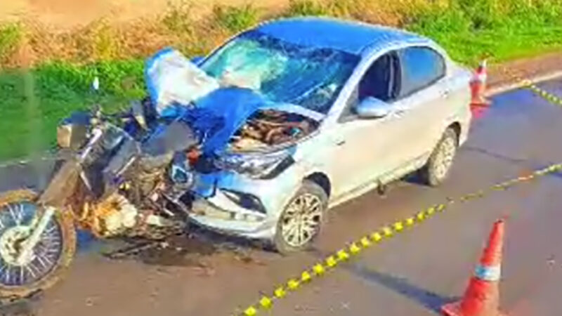 Acidente entre moto e carro deixa um morto na BR-163 em Nova Mutum