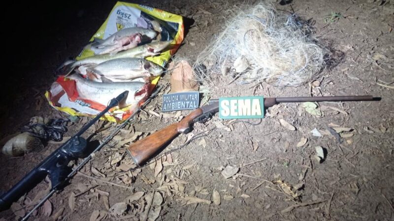 Sema-MT e PM apreendem 21 kg de pescado ilegal e arma de fogo em Sinop