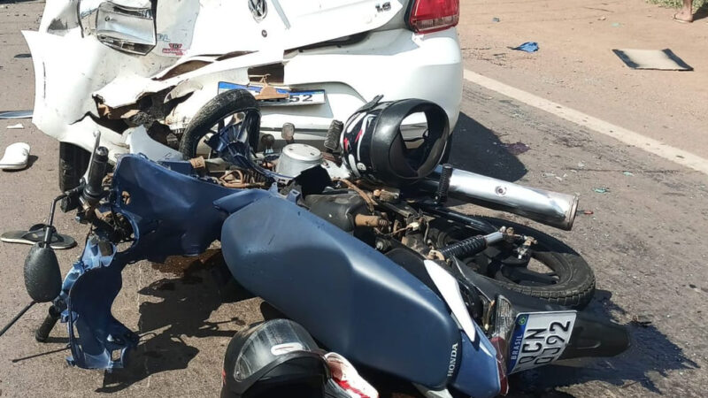 Colisão violenta deixa motociclista ferido na BR-163 em Sinop