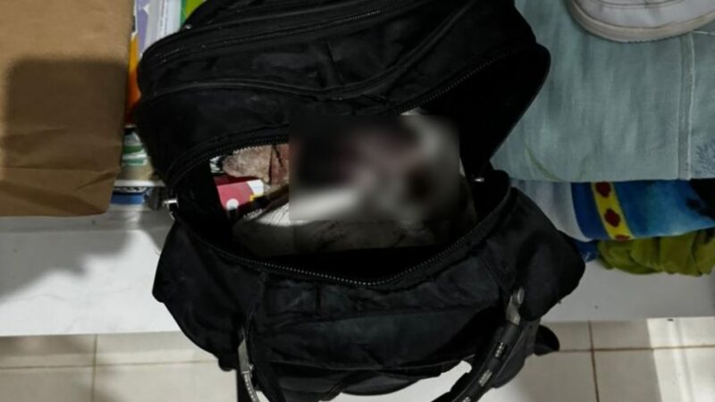 Feto de aproximadamente 8 meses é encontrado morto dentro de mochila
