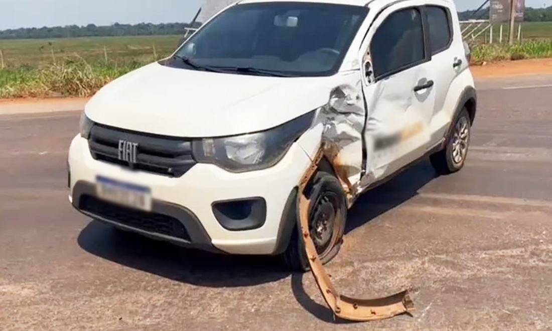 Sinop: motociclista fica ferido em acidente com carro no entroncamento da BR-163