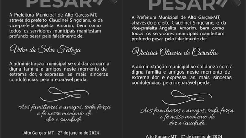 Prefeitura lamenta morte de dupla suspeita de elo com execução de PM