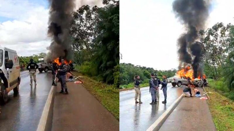 Irmão tenta salvar motorista que morreu carbonizado em acidente entre Sorriso e Lucas na BR-163