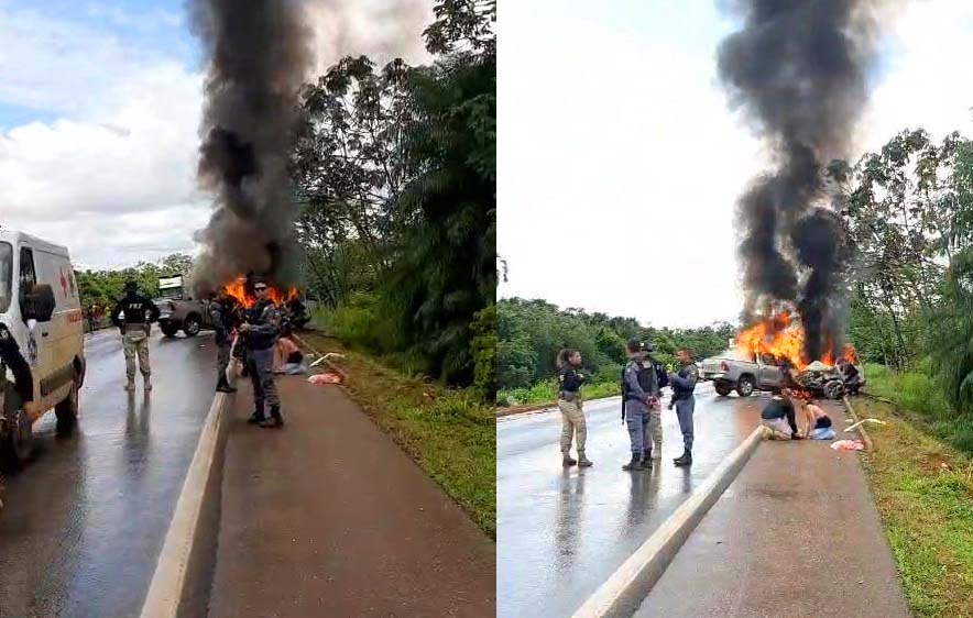 Irmão tenta salvar motorista que morreu carbonizado em acidente entre Sorriso e Lucas na BR-163