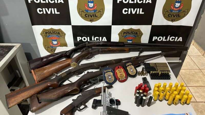 Polícia Civil esclarece tentativa de homicídio com prisão de suspeito e apreensão de diversas armas de fogo em Canarana