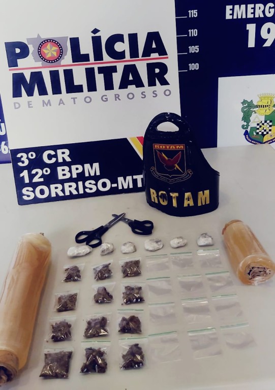 Rotam apreende 87 porções de maconha e cocaína em ações em Sorriso Rotam apreende 87 porções de maconha e cocaína em ações em Sorriso