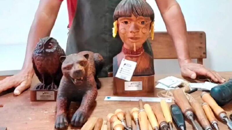 Sinopense que faz lindas esculturas em madeira ganha prêmios nacionais