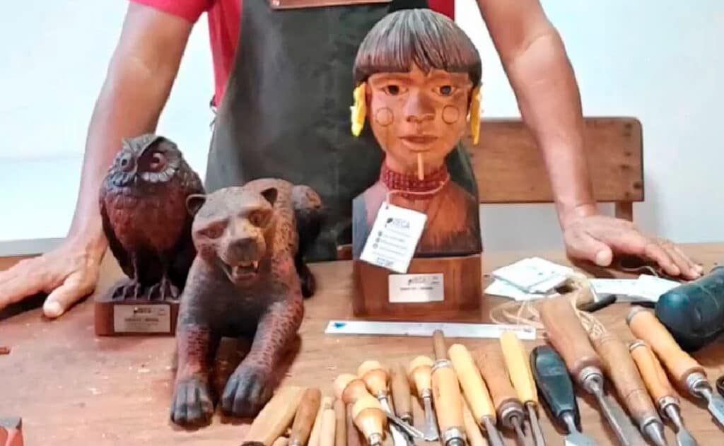 Sinopense que faz lindas esculturas em madeira ganha prêmios nacionais