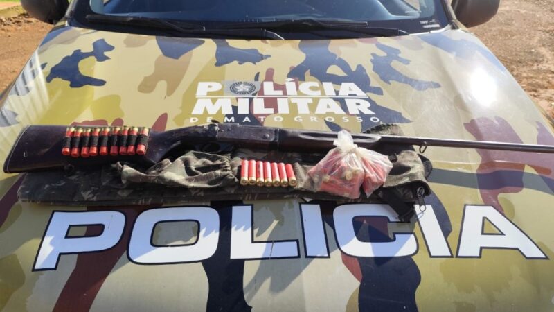 Patrulha Rural apreende espingarda e 44 munições e prende homem por porte ilegal de arma