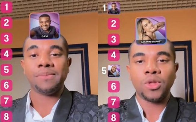 BBB 24: Davi detona Yasmin Brunet ao montar Top 10: ‘Não fez nada’