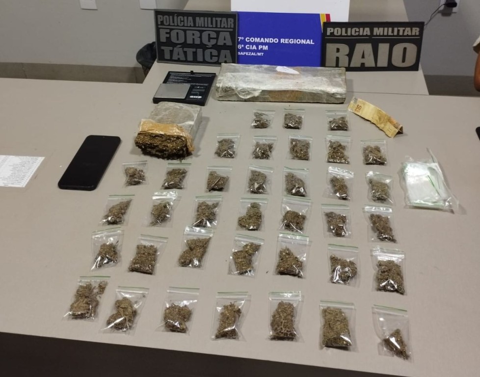 Força Tática prende dois homens em flagrante por tráfico de drogas em Sapezal