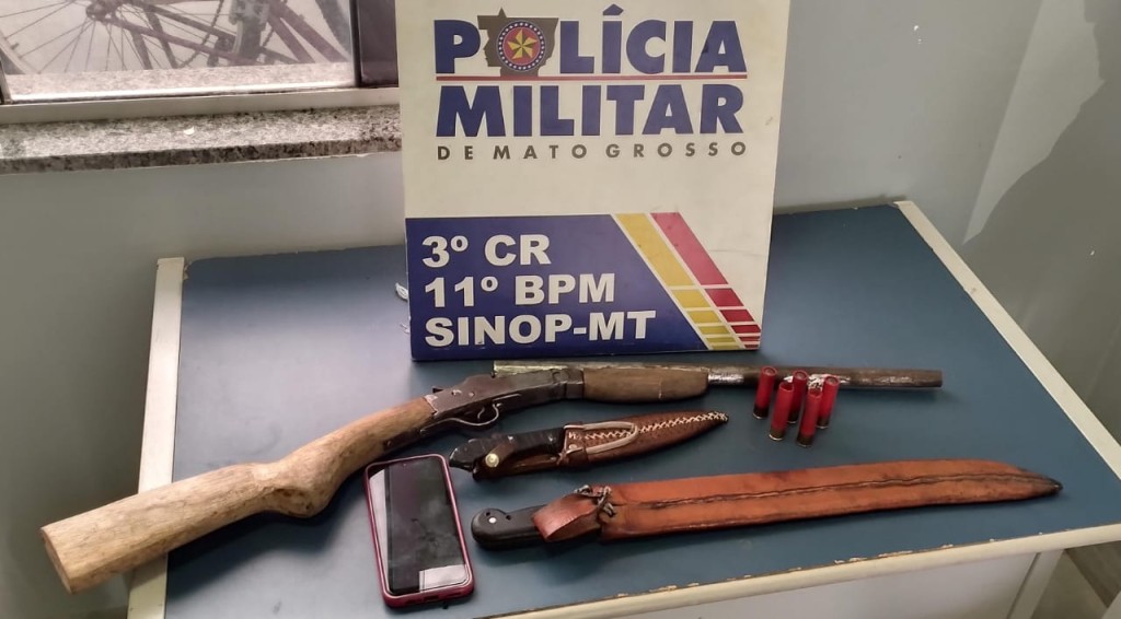 Polícia Militar prende dois homens por porte ilegal de armas de fogo e munições no interior de MT