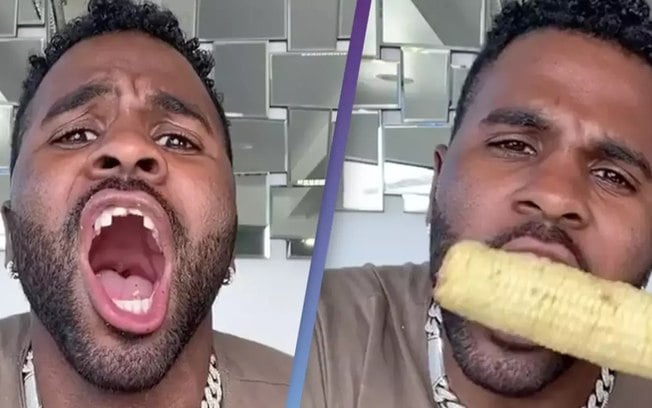 Jason Derulo quebra dente comendo milho com furadeira