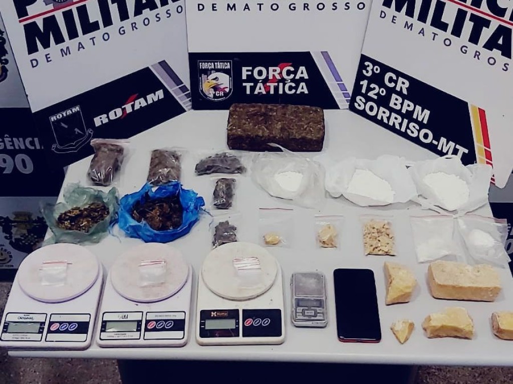 Polícia Militar prende quatro pessoas por tráfico de drogas em Sorriso