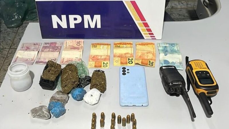 PM detém dupla por associação criminosa, tráfico de drogas e apreende munições