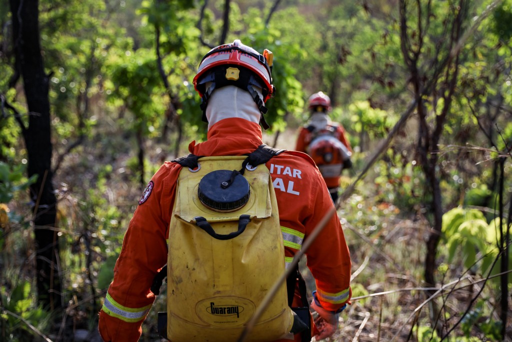 Bombeiros de MT combatem incêndio em área de difícil acesso no Portão do Inferno Bombeiros de MT combatem incêndio em área de difícil acesso no Portão do Inferno
