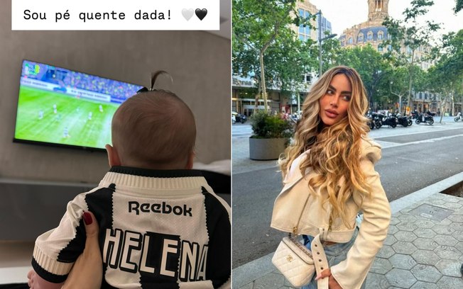 Rafaella Santos encanta a web ao compartilhar foto de filha caçula de Neymar: ‘Pé quente’