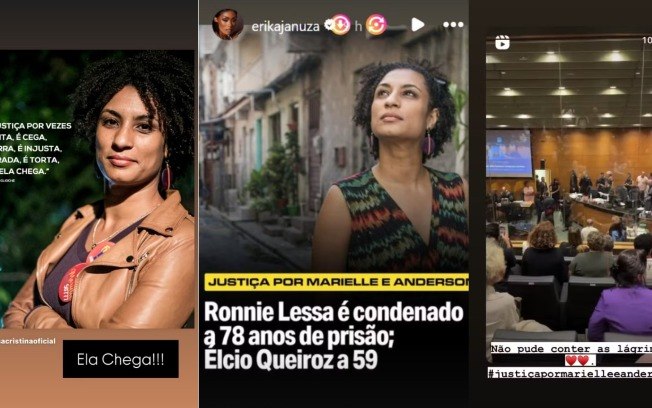 Famosos comemoram condenação dos responsáveis pela morte de Marielle e Anderson