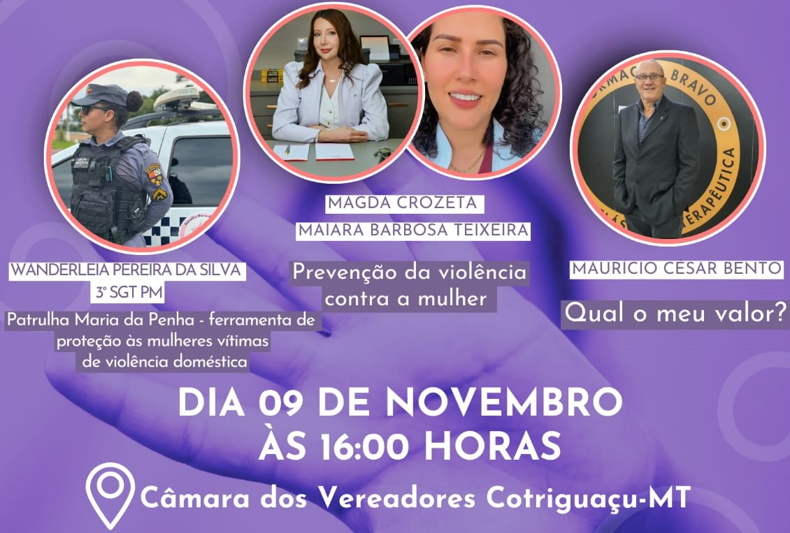 Acadêmicos de Direito da AJES promove evento para conscientizar sobre violência doméstica e empoderar mulheres, com apoio da Prefeitura, Câmara Municipal e empresas locais.