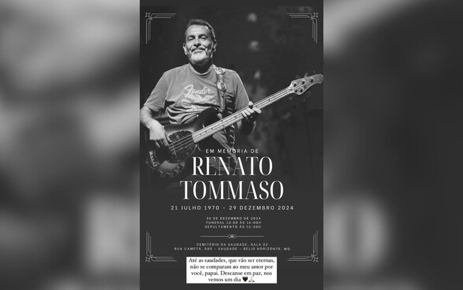 Filha de Renato Tommaso, roadie do Jota Quest, se despede do pai com homenagem