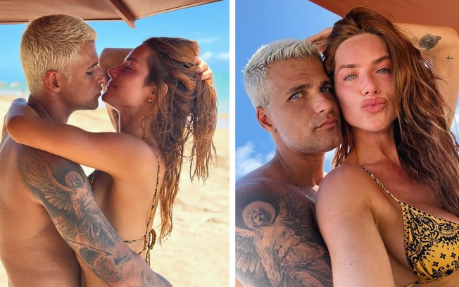 Giovanna Ewbank declara amor a Bruno Gagliasso em fotos românticas em praia de Alagoas