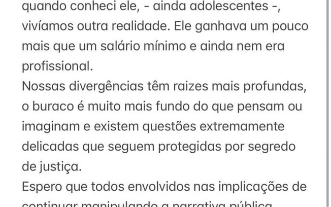 Jordana se manifesta sobre questões judiciais do divórcio com Allan, do Flamengo