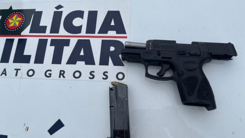 Dupla é presa pela PM com arma de fogo em zona rural de Sorriso